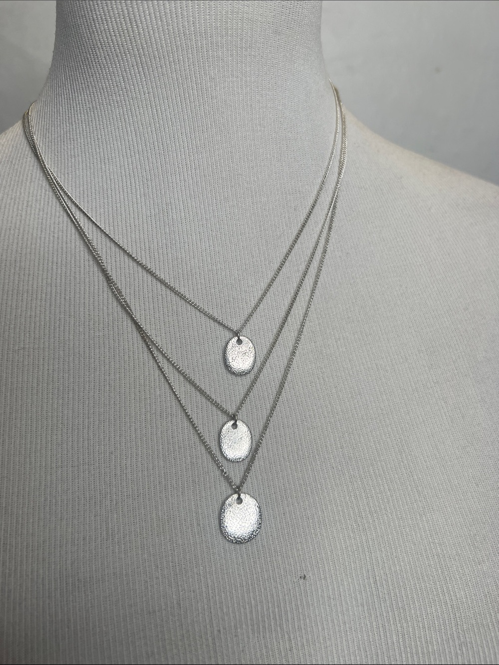 Minimalist Silver 3 Layered Pendant Necklace - Women Jewelry